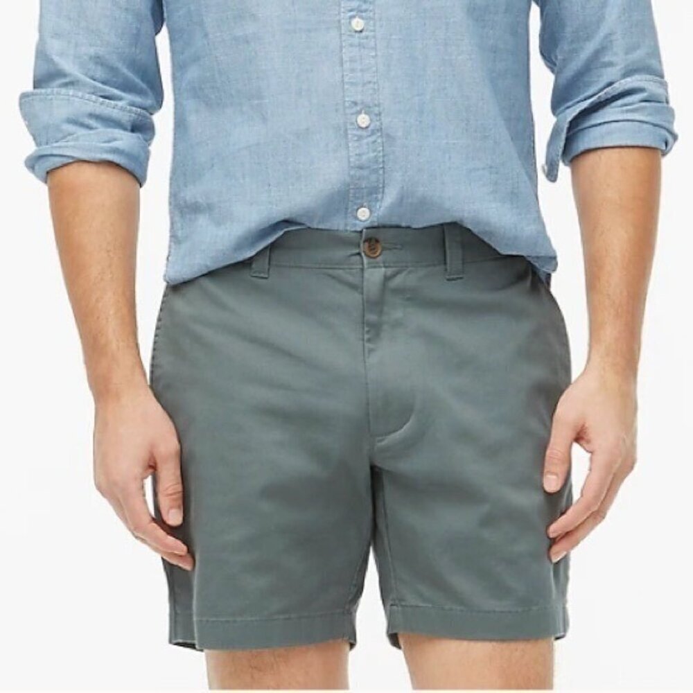 J. CREW Men’s 7” Flex Chino Shorts Dark Eucalyptus Size 40 NEW
